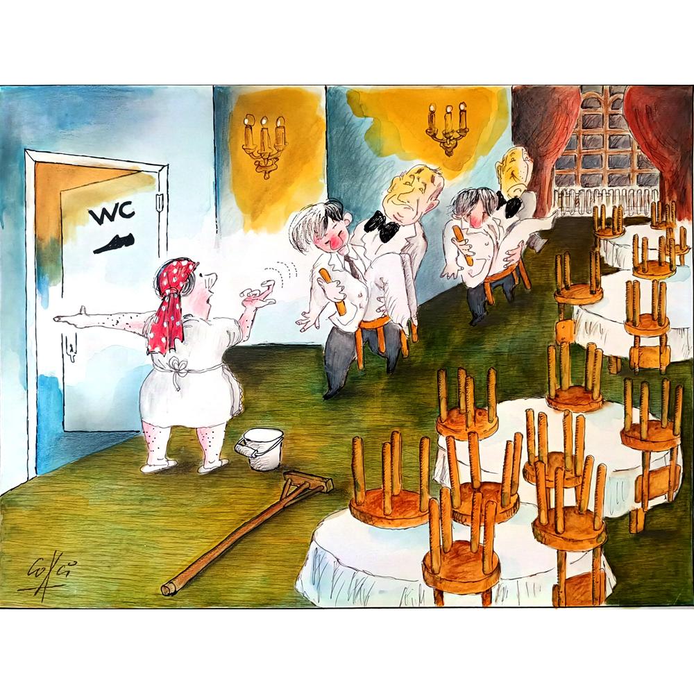 Octavian Qovari 35x25cm Orijinal Karikatür BOD02006