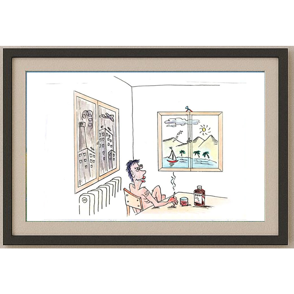George Sabev 35x25cm Orijinal Karikatür BOD02017