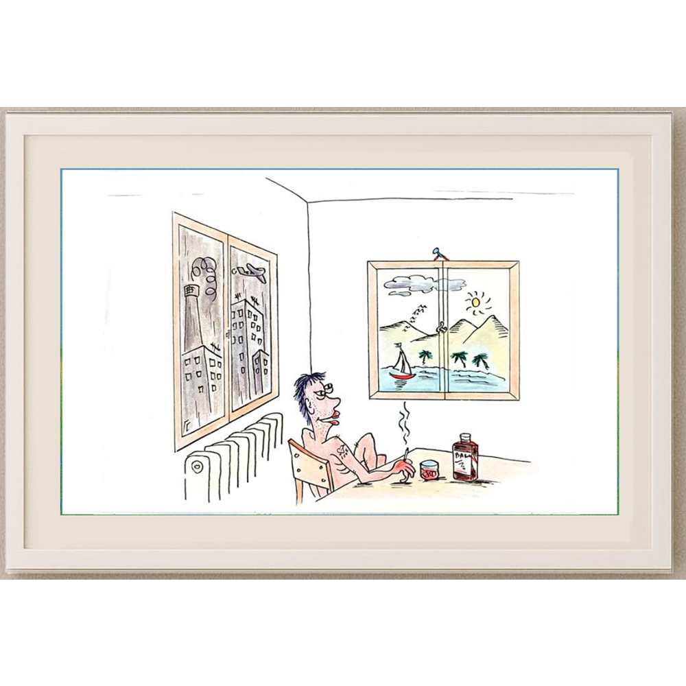 George Sabev 35x25cm Orijinal Karikatür BOD02017