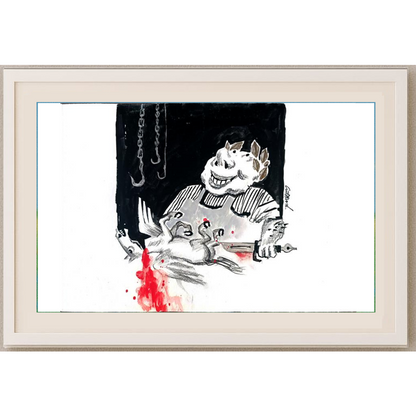 Stojan Dechev 35x25cm Orijinal Karikatür BOD02025