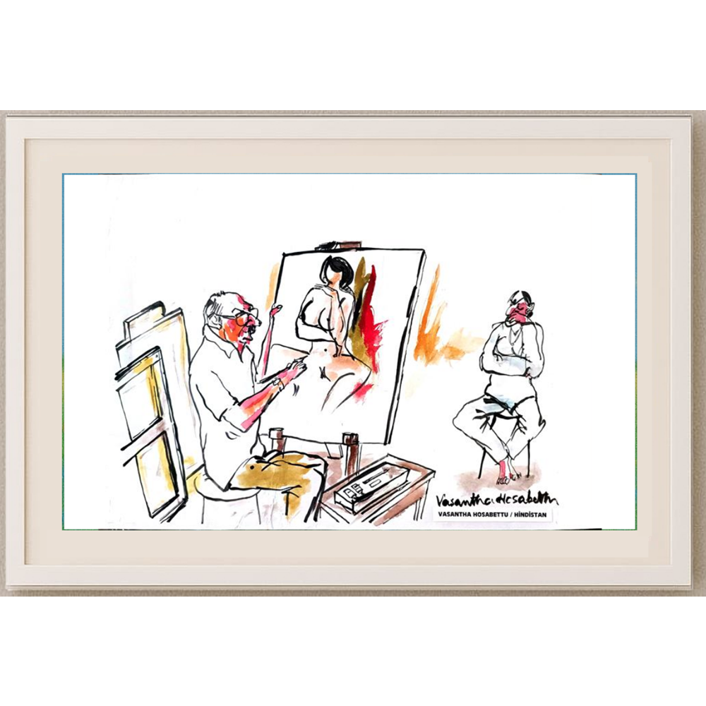 Vasantha Hosabettu 35x25cm Orijinal Karikatür BOD02038