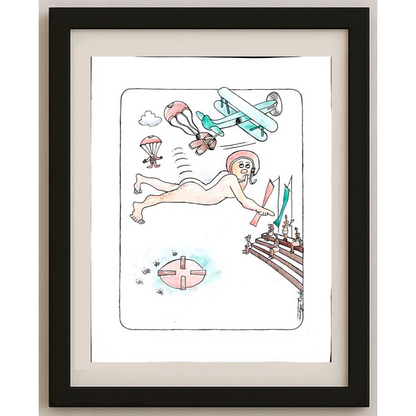 Tode Blazevski 35x25cm Orijinal Karikatür Tablo BOD02045