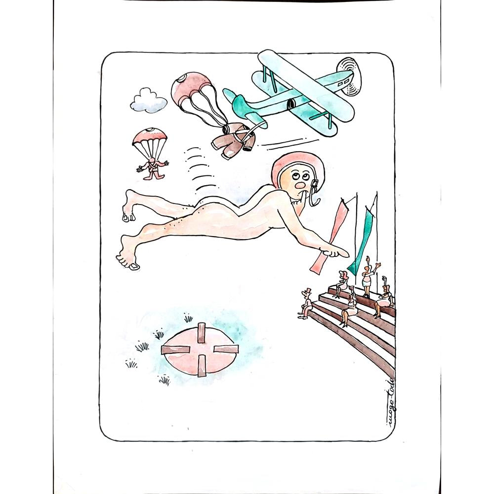 Tode Blazevski 35x25cm Orijinal Karikatür Tablo BOD02045