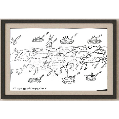 Ali Akbar Ebrahimi Nejad 29x21cm Orijinal Karikatür Tablo BOD02051