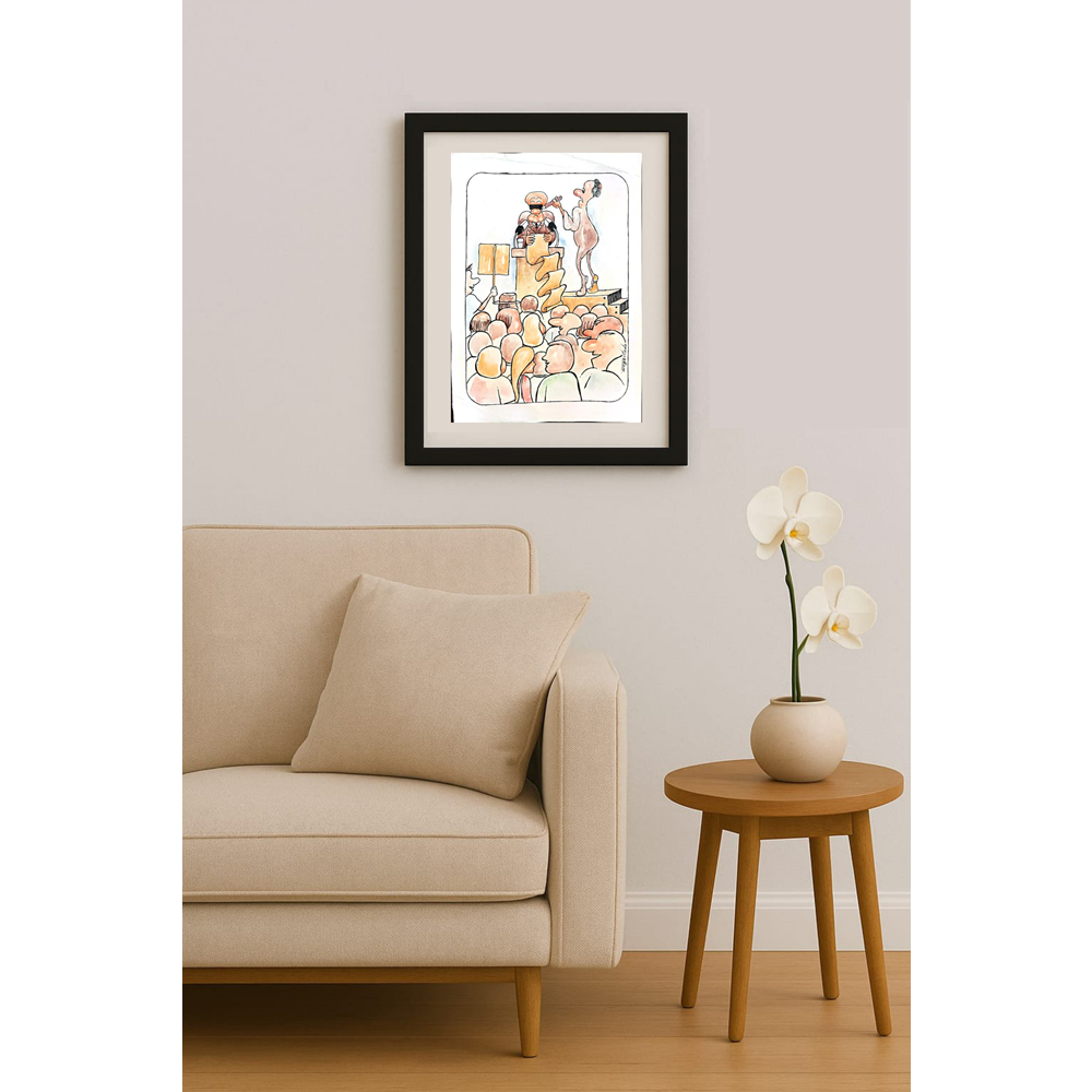 Tode Blazevski 35x25cm Orijinal Karikatür Tablo BOD02055