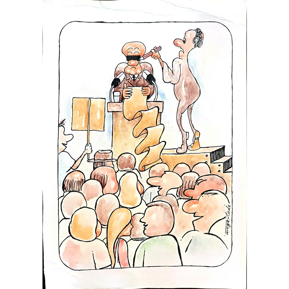 Tode Blazevski 35x25cm Orijinal Karikatür Tablo BOD02055