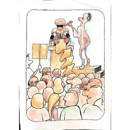 Tode Blazevski 35x25cm Orijinal Karikatür Tablo BOD02055