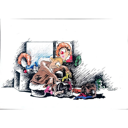 Oleg Loktiev 29x21cm Orijinal Karikatür BOD02097