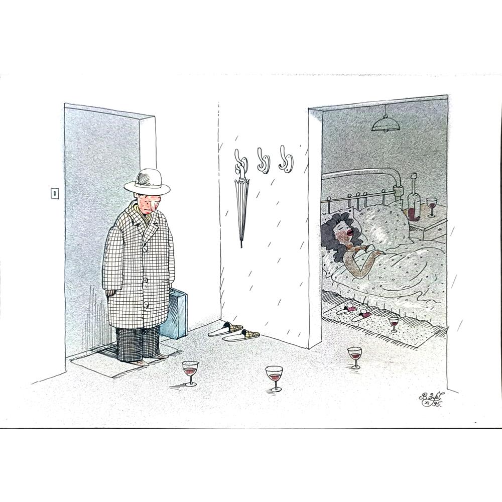 Victor Zujev 29x21cm Orijinal Karikatür BOD02130