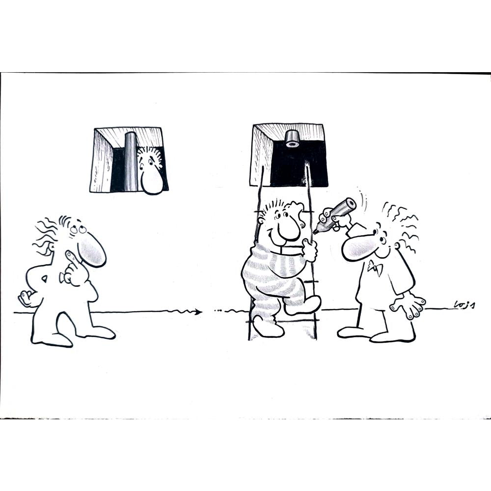 François Veldeman 29x21cm Orijinal Karikatür BOD02136