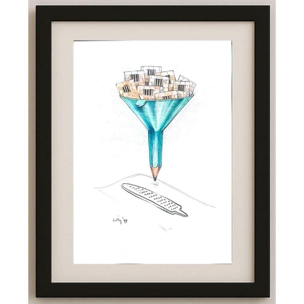 François Veldeman 29x21cm Orijinal Karikatür BOD02140