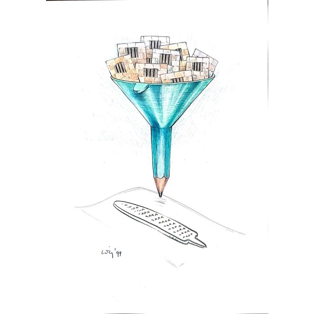 François Veldeman 29x21cm Orijinal Karikatür BOD02140