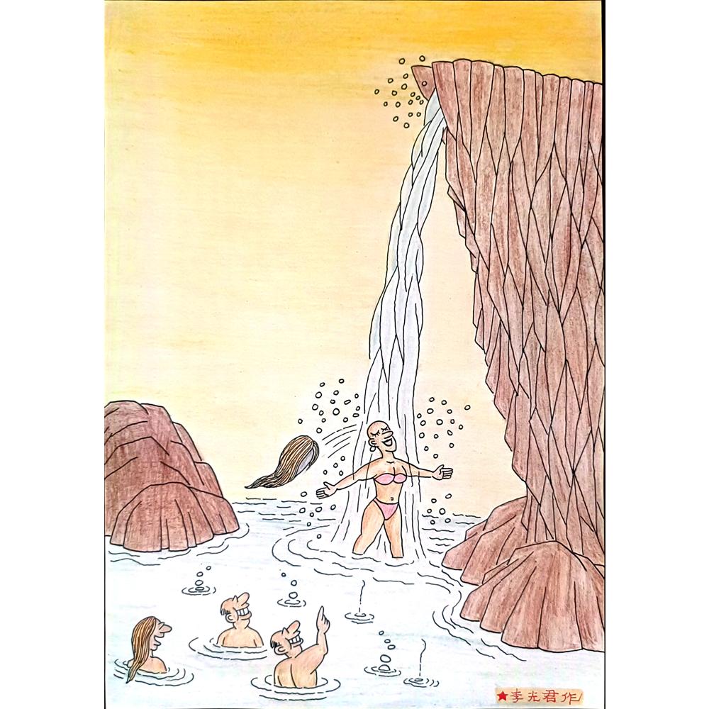Li Guangjun 29x21cm Orijinal Karikatür BOD02157