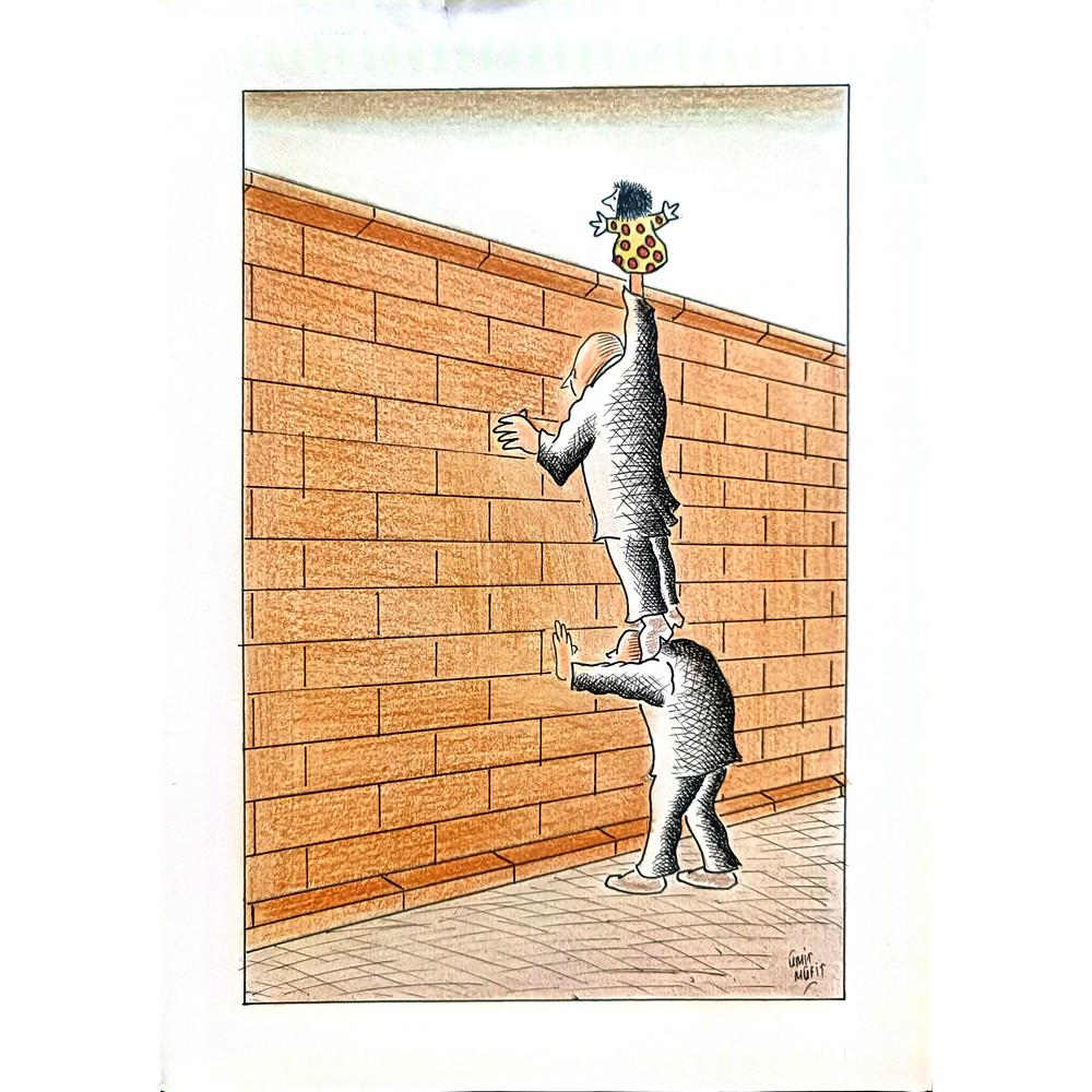 Ümit Müfit Dinçay 29x21cm Orijinal Karikatür BOD02162