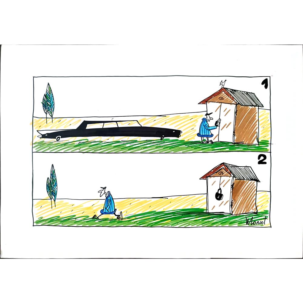 Valery Momot 29x21cm Orijinal Karikatür BOD02182