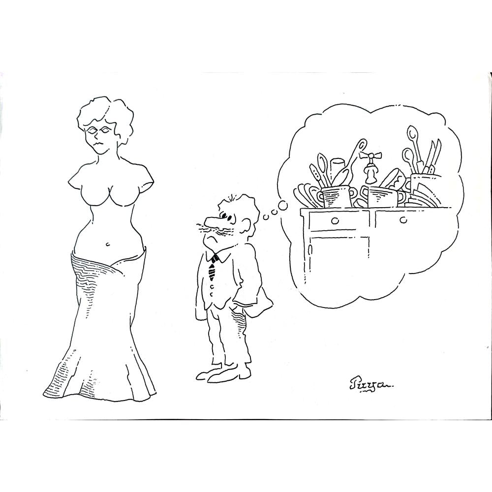 Zdenko Puhin 29x21cm Orijinal Karikatür BOD02196