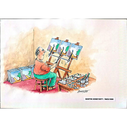 Don Campbell 29x21cm Orijinal Karikatür BOD02224