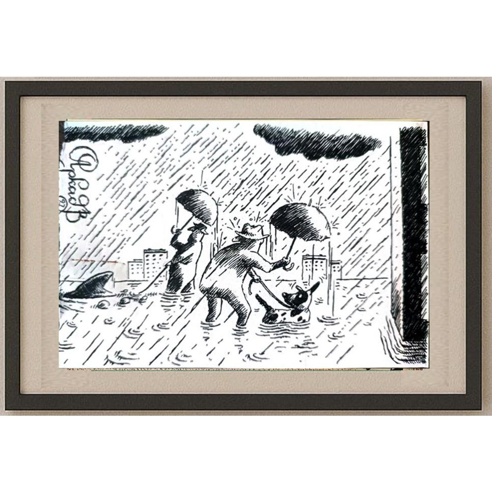 Arkadi Saltykov 15x10cm Orijinal Karikatür BOD02287