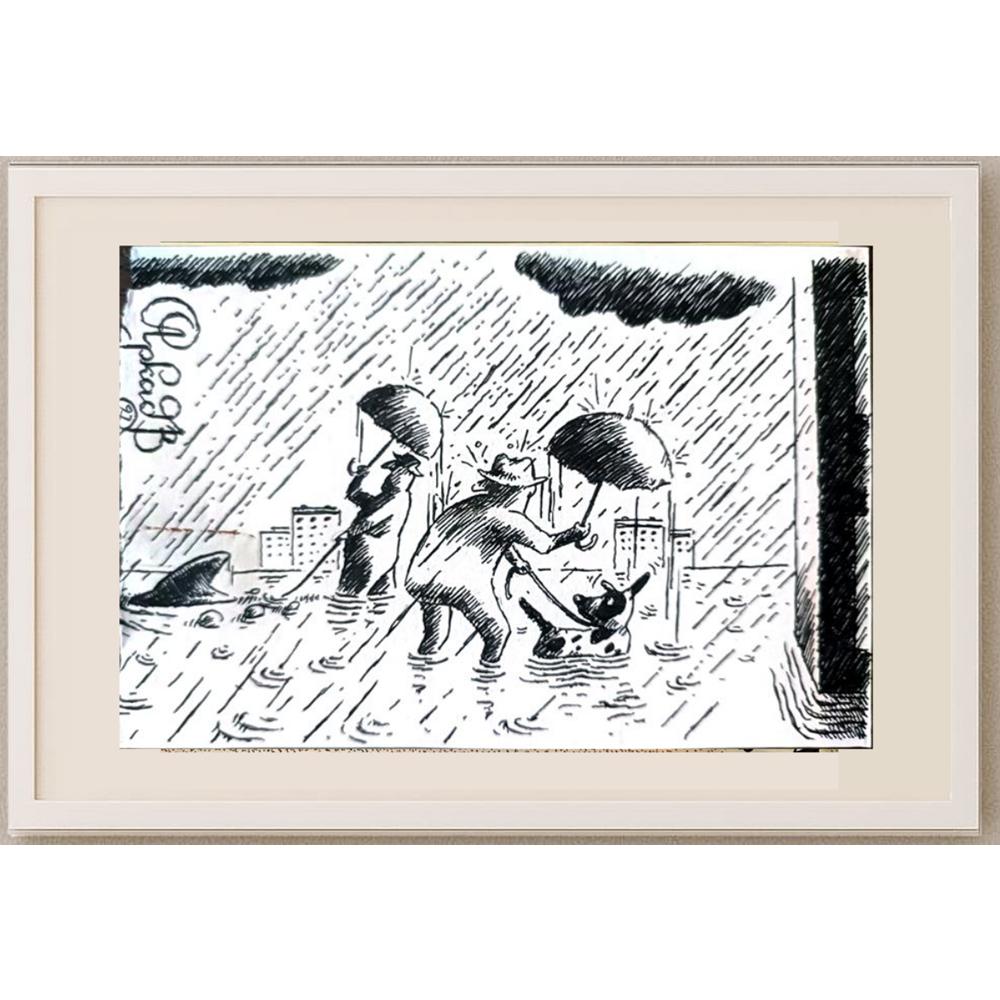 Arkadi Saltykov 15x10cm Orijinal Karikatür BOD02287