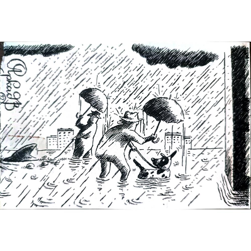 Arkadi Saltykov 15x10cm Orijinal Karikatür BOD02287