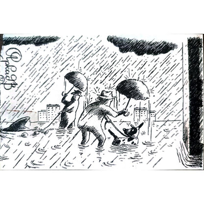 Arkadi Saltykov 15x10cm Orijinal Karikatür BOD02287