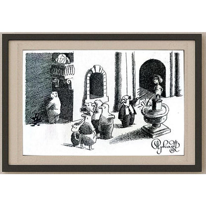 Arkadi Saltykov 15x10cm Orijinal Karikatür BOD02289
