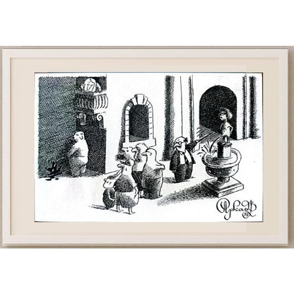 Arkadi Saltykov 15x10cm Orijinal Karikatür BOD02289