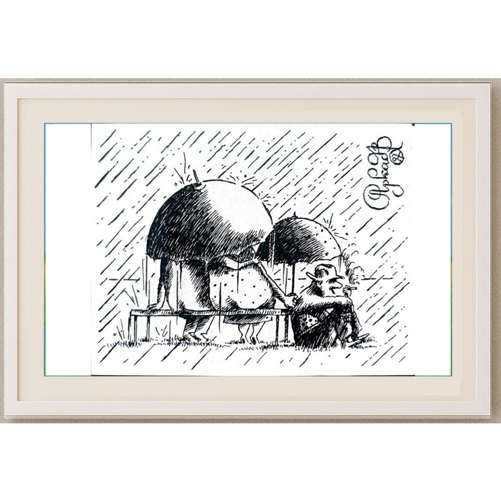 Arkadi Saltykov 15x10cm Orijinal Karikatür BOD02292