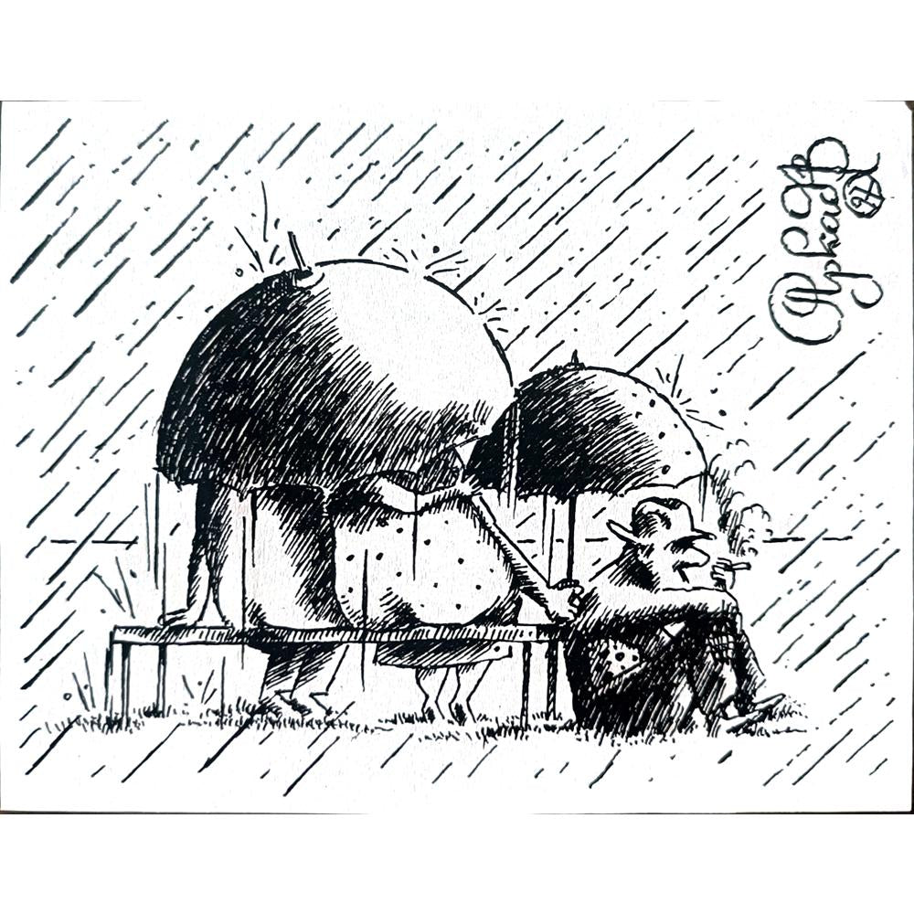 Arkadi Saltykov 15x10cm Orijinal Karikatür BOD02292