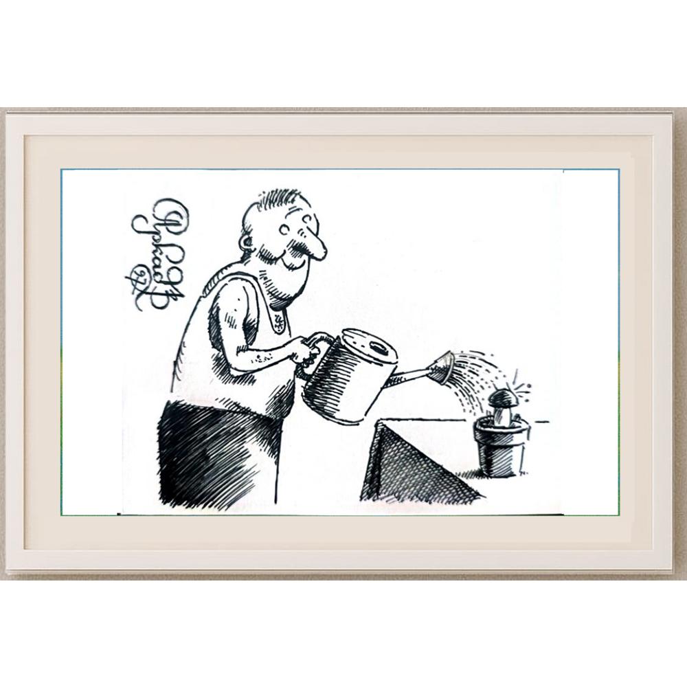 Arkadi Saltykov 15x10cm Orijinal Karikatür BOD02293