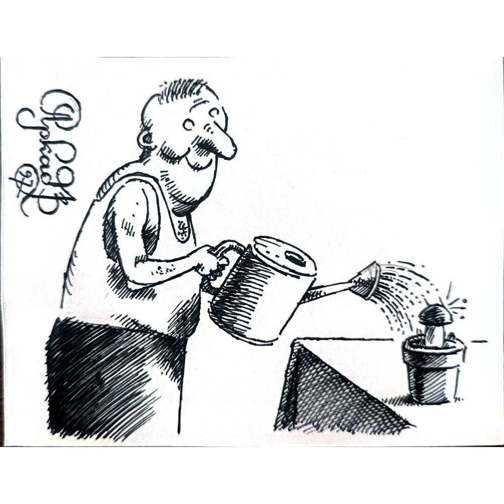 Arkadi Saltykov 15x10cm Orijinal Karikatür BOD02293