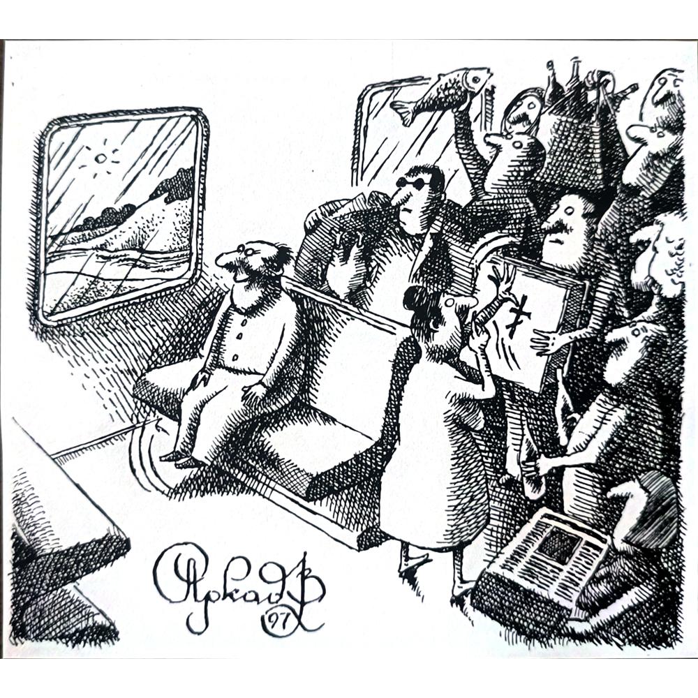 Arkadi Saltykov 11x11cm Orijinal Karikatür BOD02294