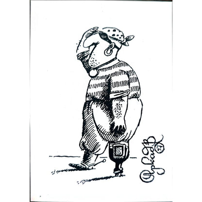 Arkadi Saltykov 11x7cm Orijinal Karikatür BOD02296