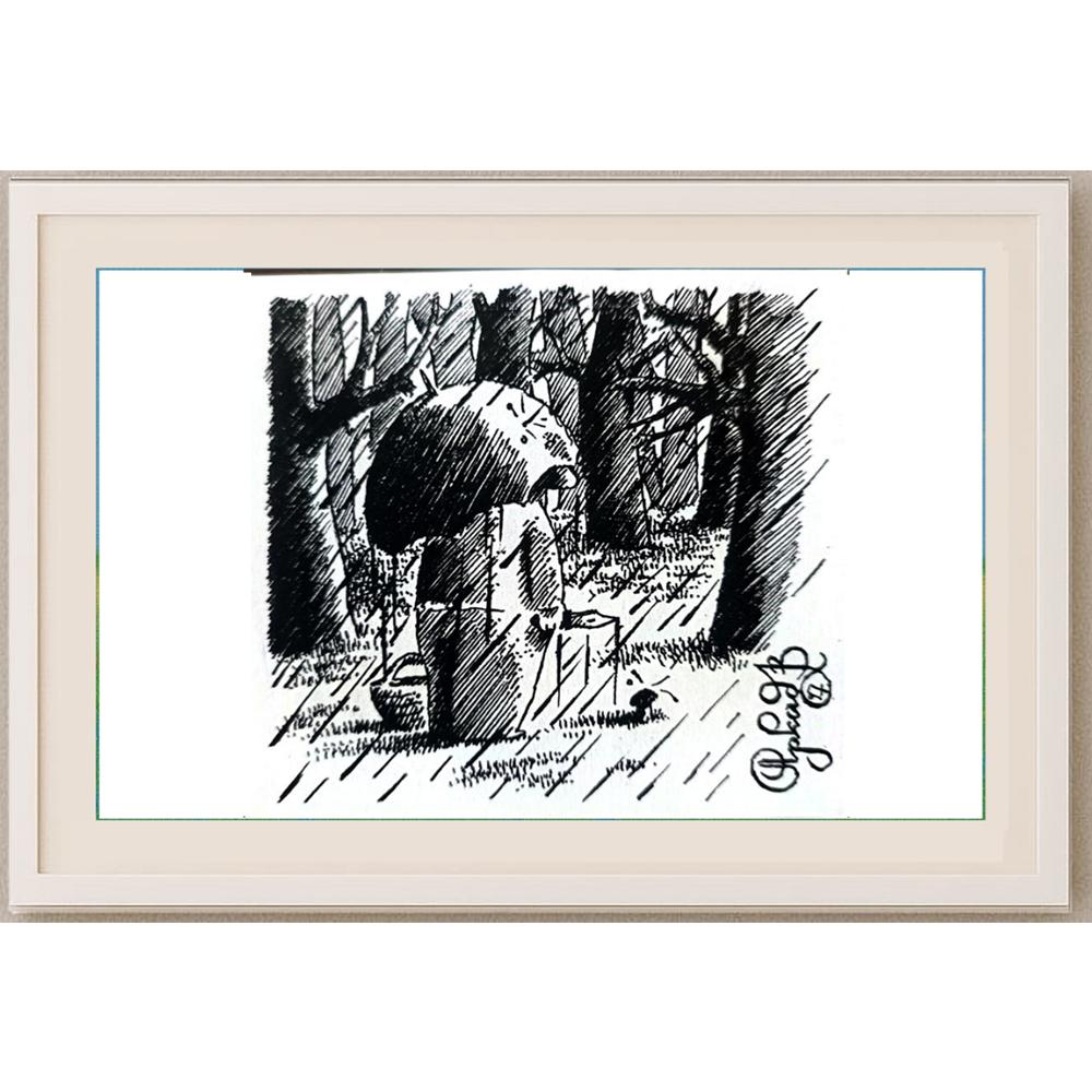 Arkadi Saltykov 11x7cm Orijinal Karikatür BOD02298