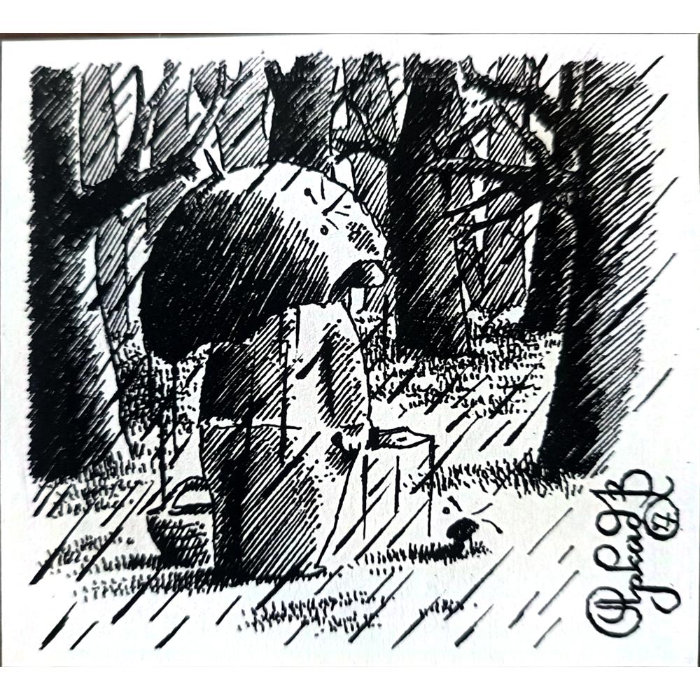 Arkadi Saltykov 11x7cm Orijinal Karikatür BOD02298