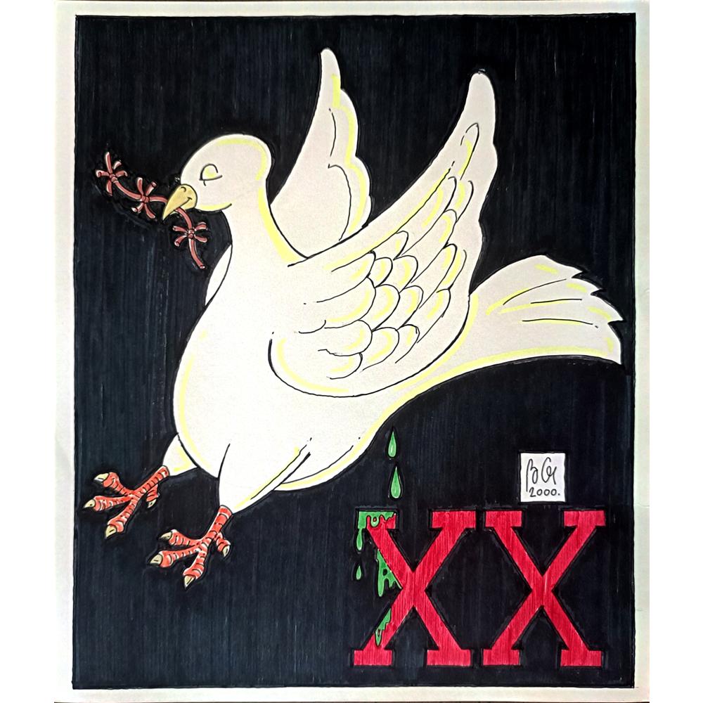 Bozidar Vucelic 27x23cm Orijinal Karikatür BOD02314