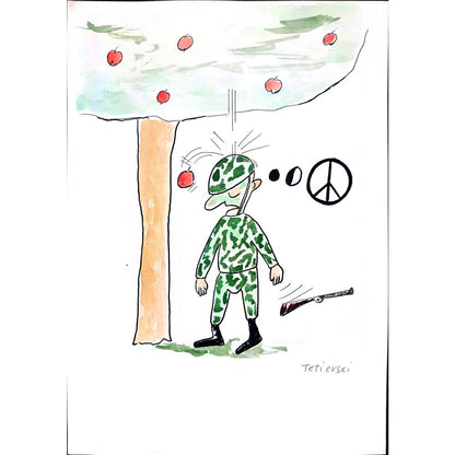 Michael Tetievski 29x21cm Orijinal Karikatür BOD02336