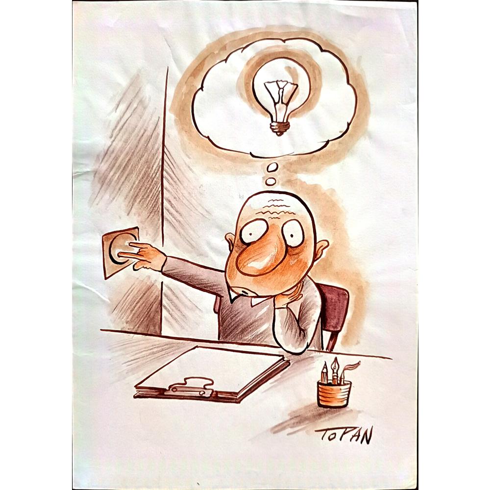 Cristian Topan 29x21cm Orijinal Karikatür BOD02345