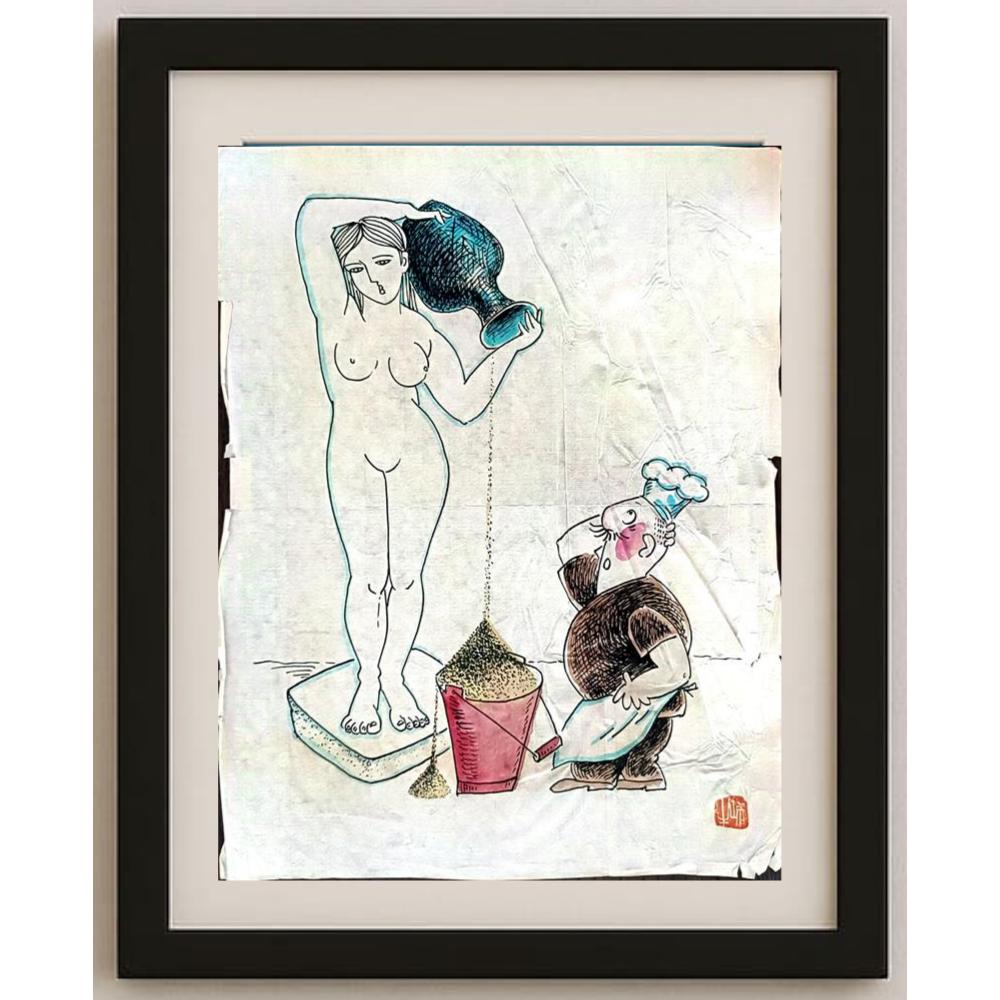 Wang Rui Sheng 33x27cm Orijinal Karikatür BOD02376