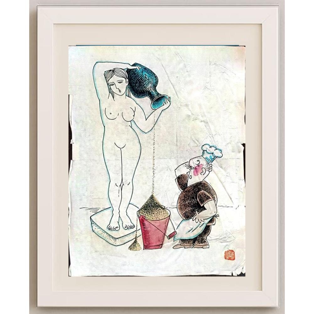 Wang Rui Sheng 33x27cm Orijinal Karikatür BOD02376
