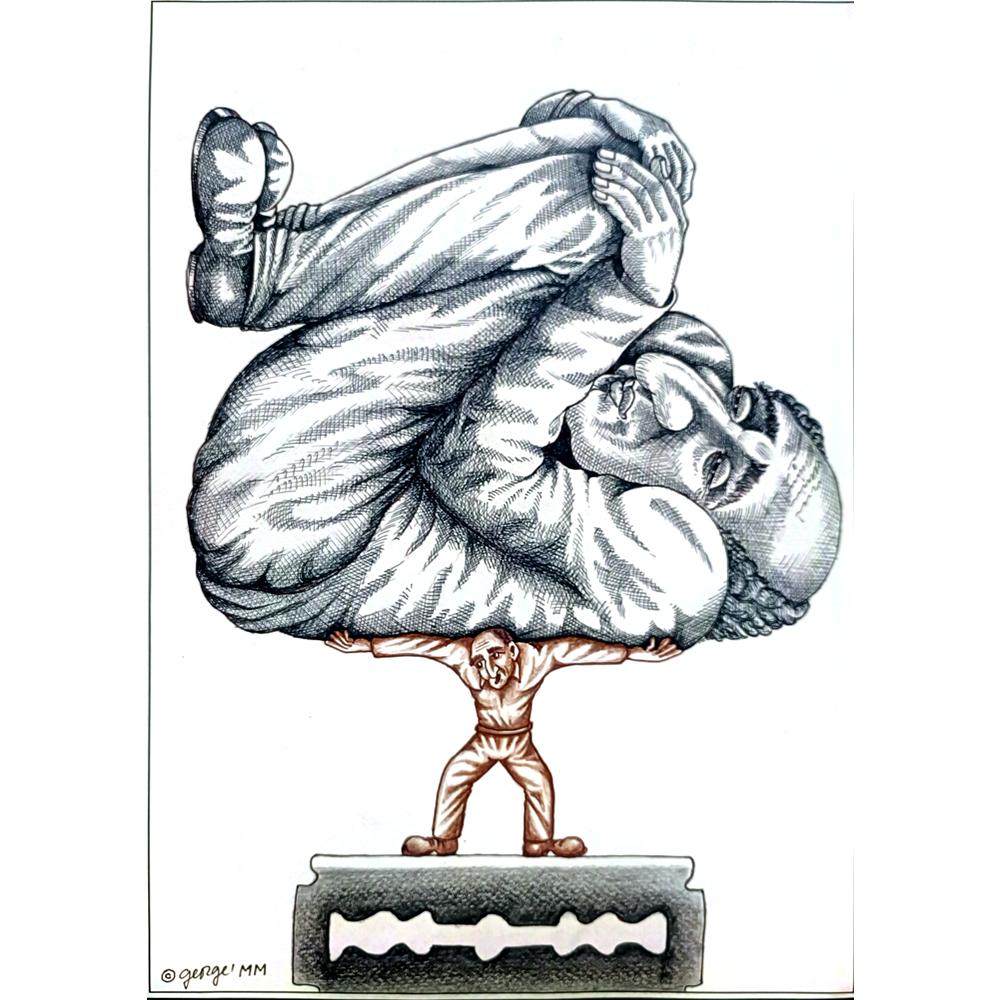 George Gavrileanu 35x25cm Orijinal Karikatür BOD02383