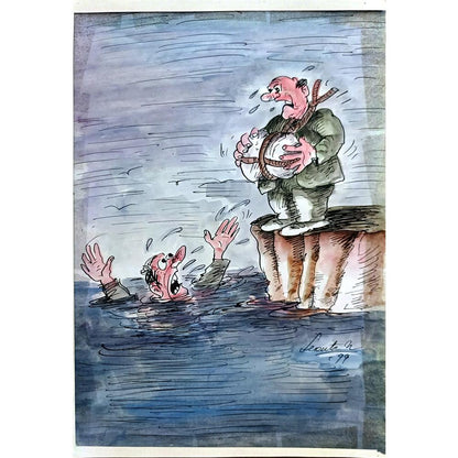 Leonte Nastaje 29x21cm Orijinal Karikatür BOD02405