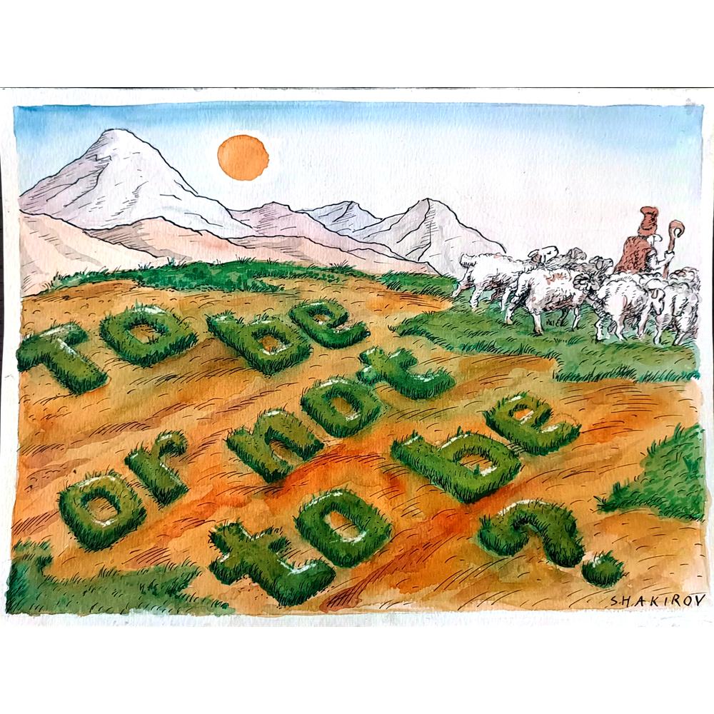 Yusup Shakirov 31x22cm Orijinal Karikatür BOD02528