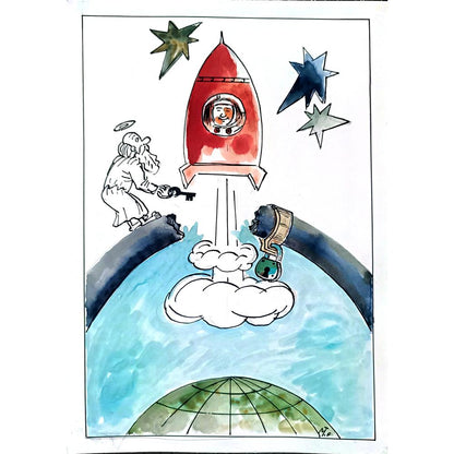 Tomilov Mikail Leo 29x21cm Orijinal Karikatür BOD02533