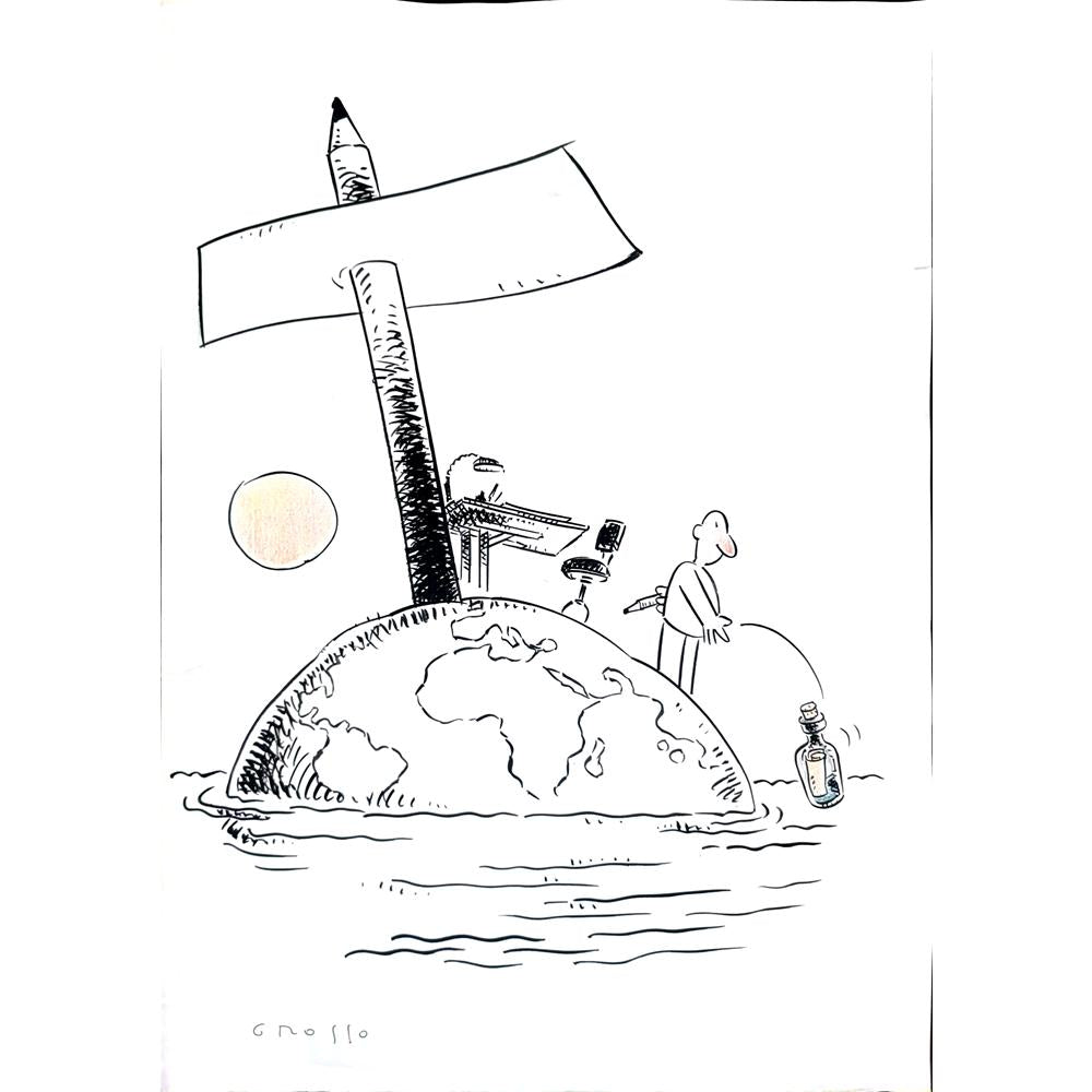 Eduardo Ferreria Grosso 50x35cm Orijinal Karikatür BOD02550