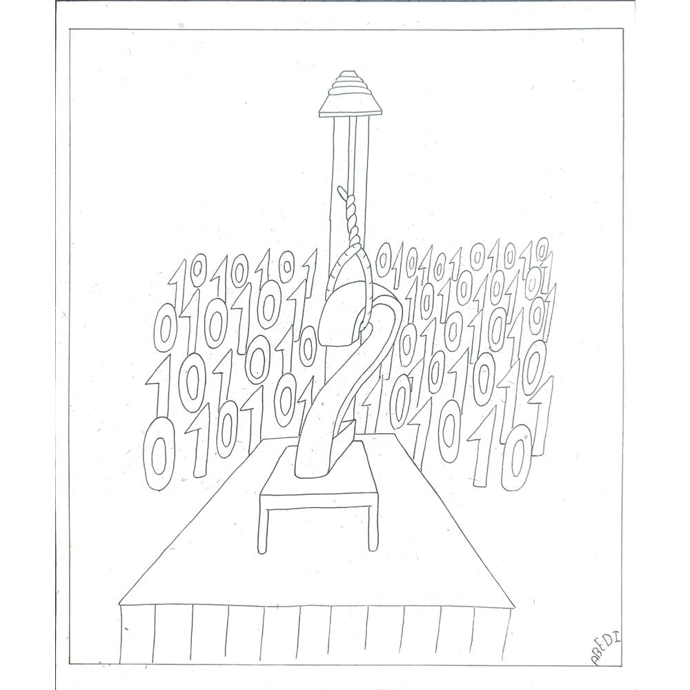 Reza Abedi 25x21cm Orijinal Karikatür BOD02585