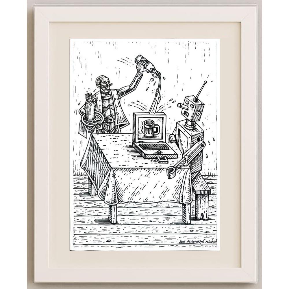 Porumbita Mihaita 29x21cm Orijinal Karikatür BOD02612