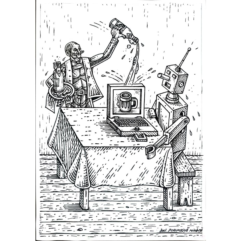 Porumbita Mihaita 29x21cm Orijinal Karikatür BOD02612