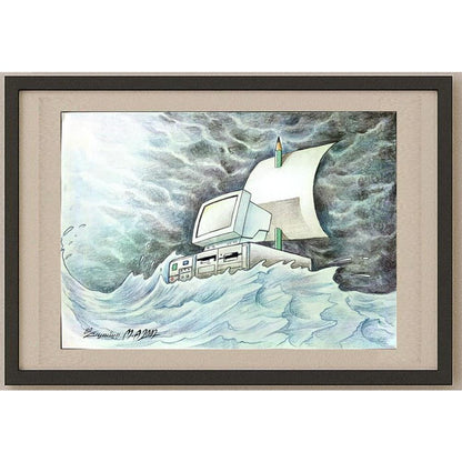 Massood Noori 43x30cm Orijinal Karikatür BOD02614