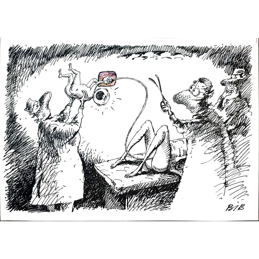 Viacheslav Bibishev 43x30cm Orijinal Karikatür BOD02615
